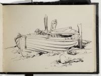 Grounded fishing boat