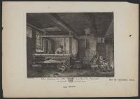 Interior with a figure weaving at a loom