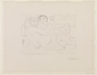Drinking minotaur and reclining woman