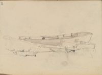 Study of a moored rowing boat, Lake Uri (?) (recto)