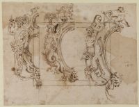 Three designs for an ornamental oval frame (recto)