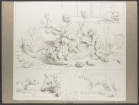 Studies of a still life with monkeys and of animals