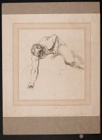 Nude male pushing a rock (Hercules?)