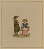 Two children gathering flowers