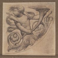 Ornamental motif with putto and foliage