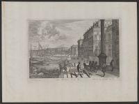 Coastal cityscape with ships (?)