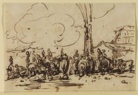 Figures around a fountain