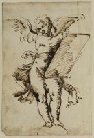 Winged figure (Cupid?) (recto)