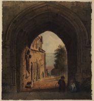 View through a Gothic gateway - entrance to Vicars' Court, Lincoln
