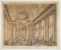 Interior of the Redentore, Venice, with figures