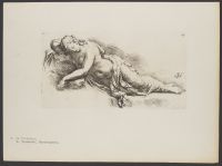 Reclining female nude Plate 87 from Signorum veterum icones, 100 plates plus  title-page, of etchings after classical sculpture, dedicated to  Johannes Wtenbogaard and Constantijn Huygens