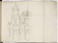 Front elevation sketch of a large domed church