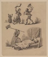 Two scenes of a quarrel between husband and wife