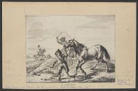 Boy Leading a Horse with Figures on Horseback in Background