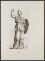 Standing female figure with helmet and shield Plate 96 from Signorum veterum icones, 100 plates plus  title-page, of etchings after classical sculpture, dedicated to  Johannes Wtenbogaard and Constantijn Huygens
