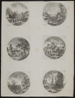 Twelve small circular vignettes of Italian views