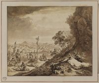 Moses and the Brazen Serpent in a landscape setting
