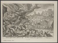 The Angel of the Lord appears that night and puts to dead all  one hundred and eighty thousand men in the Assyrian Camp