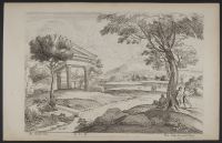 Landscape with figures and classical ruins