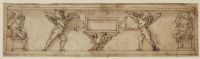 Design for a sarcophagus with cherubs flanking an empty cartouche