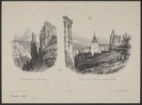 One mountainous view and one townscape