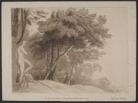 Scene in the Garden of a Roman Villa; a female statue on the left