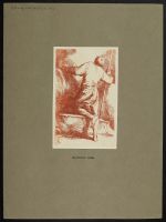 Figure of a man holding a staff - back view