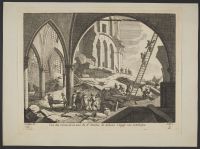 View of the ruins of the tower from within the church