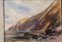 Study of rocky shore, with boulders, foreground