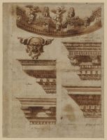 Study of five entablatures and architectural ornament (recto)