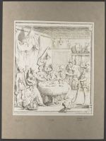 Interior with figures around a table