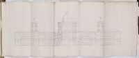 Sectional elevation of the large urban design project in Rome  incorporating a centrally planned church shown in  D.1956.WF.4649.80