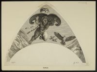 Cherub carrying a shield and helmet