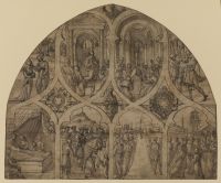 Design for a stained-glass window - stories of Saint Genevieve