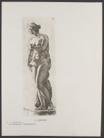 Oblique view of standing female nude with fish Plate 50 from Signorum veterum icones, 100 plates plus  title-page, of etchings after classical sculpture, dedicated to  Johannes Wtenbogaard and Constantijn Huygens