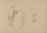 Studies of three men with paddles or nets?