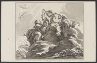 Moses raising his hands in prayer for Israel's battle against  Amalec