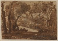 Pastoral scene in a clearing (recto)