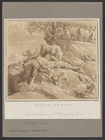 Mythological scene - shepherd being attacked by wild animals