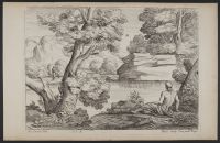 Landscape with a semi-nude figure