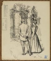 Illustration to 'The Entrance of Tobias' - woman with parasol and  man in riding clothes