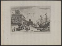 Ship in an urban harbour