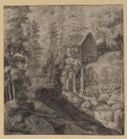 Mountain torrent with watermill