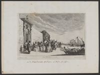 Group of Neopolatian gentlemen and women, seated by the harbour