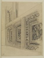 Perspective design of a coffered ceiling -  perhaps for Melchet Court