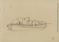 Rowing boat laden with sacks
