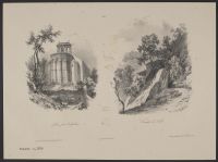 A Church scene and a waterfall scene