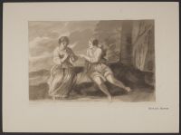 Two figures in a landscape, one playing a pipe