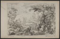 Landscape with two men with a dog in the foreground