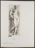Side view of antique male nude Plate 14 from Signorum veterum icones, 100 plates plus  title-page, of etchings after classical sculpture, dedicated to  Johannes Wtenbogaard and Constantijn Huygens
